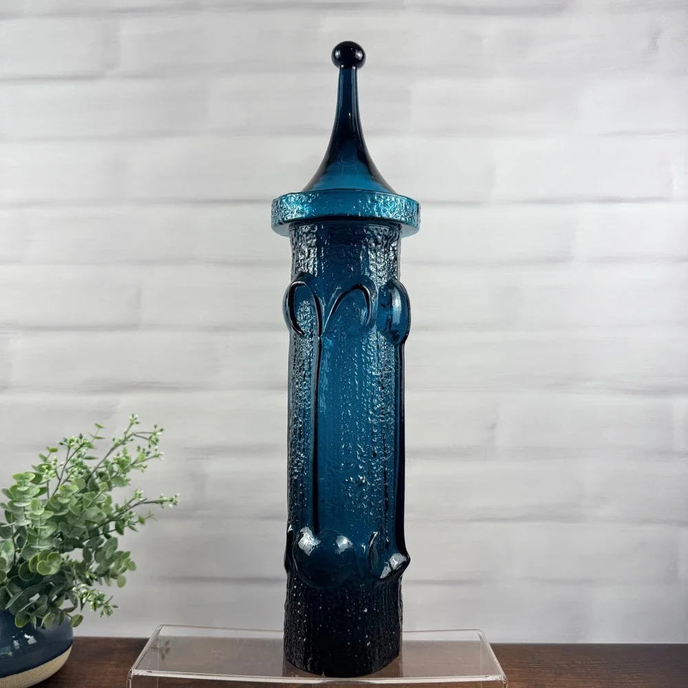 Wayne Husted Stelvia Antiqua Large Blue Glass Apothecary Jar Italy 1960s